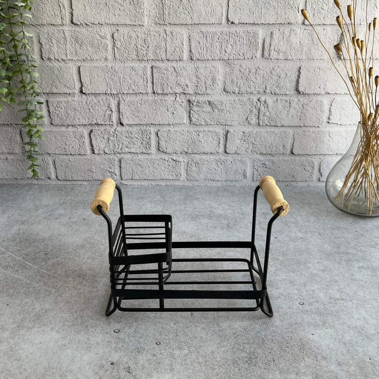 استند جا مایع و اسکاچ فلزی دسته چوبی مدل sin04