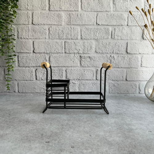 استند جا مایع و اسکاچ فلزی دسته چوبی مدل sin04